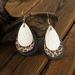 Load image into Gallery viewer, 3 Layered Leopard Leather Earrings
