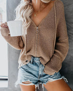 Load image into Gallery viewer, Cardigan Zip Hooded Sweater
