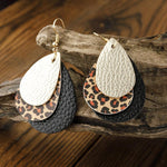 Load image into Gallery viewer, 3 Layered Leopard Leather Earrings
