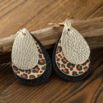 Load image into Gallery viewer, 3 Layered Leopard Leather Earrings
