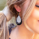 Load image into Gallery viewer, 3 Layered Leopard Leather Earrings
